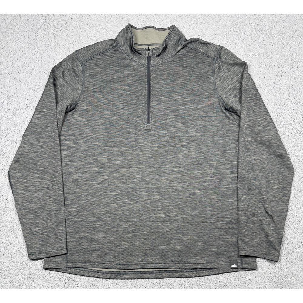REI Co-op Pullover Mens‎ XL Gray Quarter Zip Long Sleeve Lightweight Hiking Top